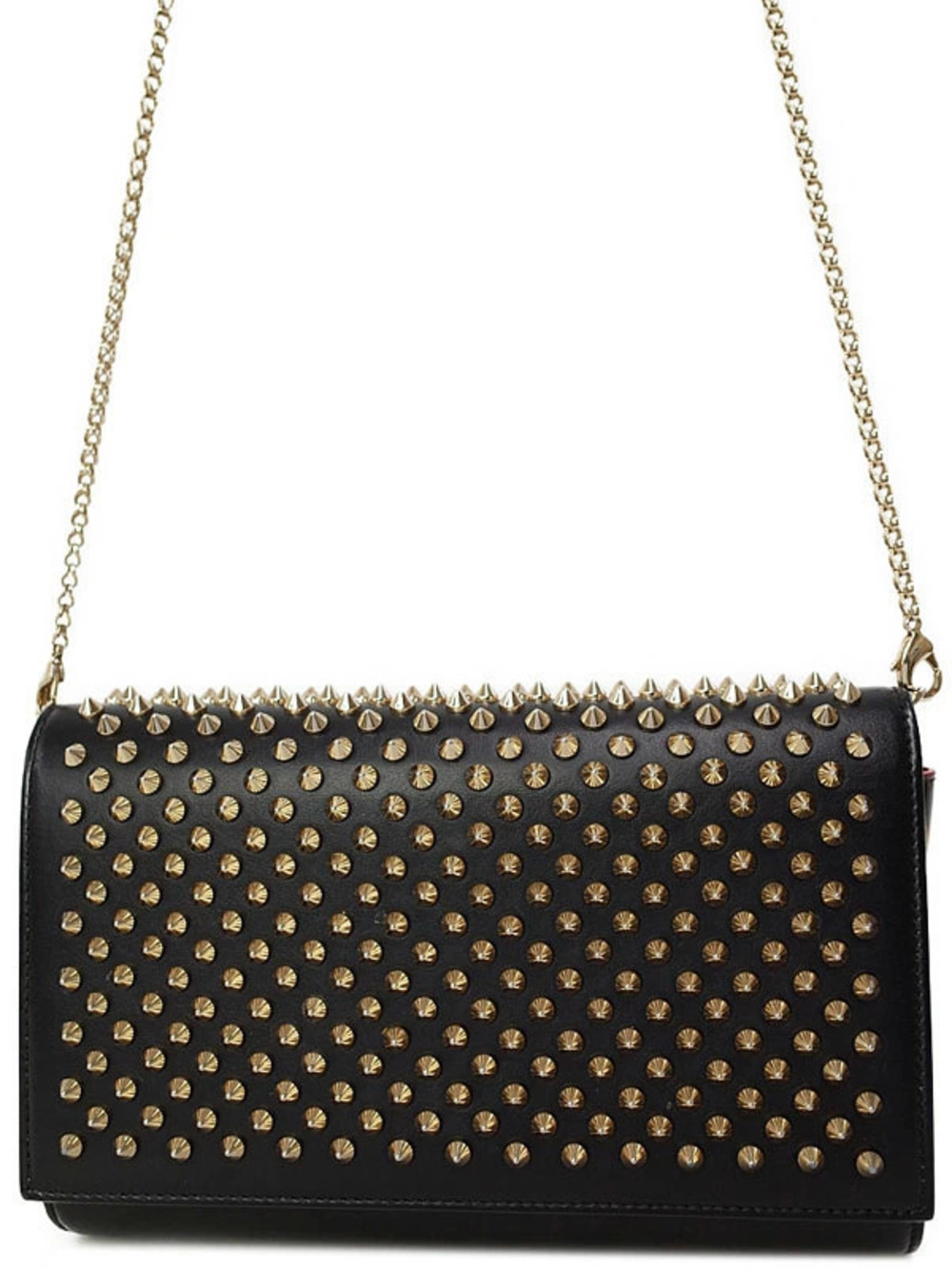 Christian Louboutin Paloma Spiked Chain Clutch goldtone spikes Black